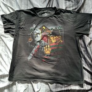 Nightmare On Elm Street Shirt Men's L Black Freddy VS Jason Horror Promo Tee